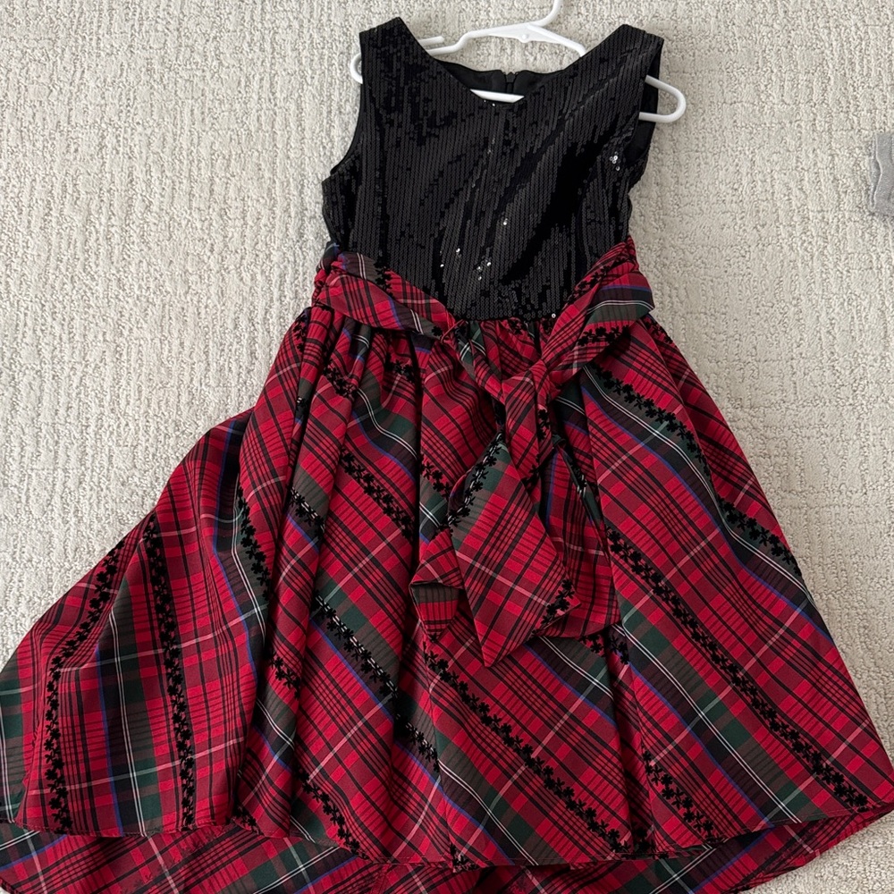 Pippa & Julie Plaid Red and Black Kids holiday Dress